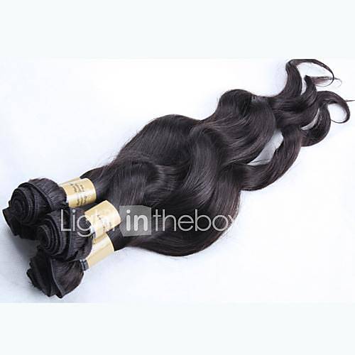 22 Inch 4Pcs Color 1B Grade 4A Peruvian Virgin Loose Wave Curly Human Hair Extension