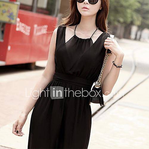 Womens Korean Style Slim Halter Chiffon Dress