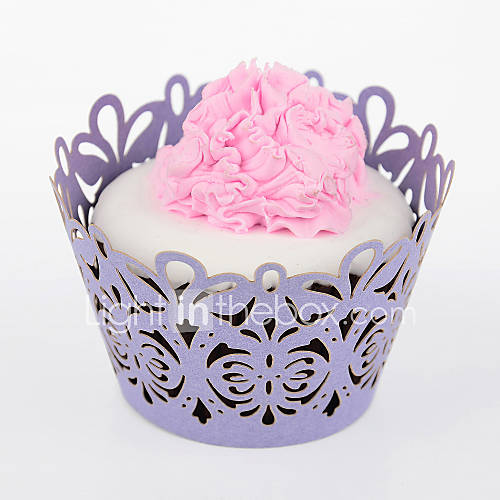 Symmetrical Flower Design Cupcake Wrapper   Set of 24 (More Colors)