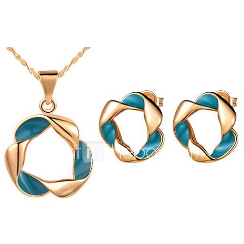 Stylish Silver Plated Silver Green Twist Circle Womens Jewelry Set(Including Necklace,Earrings)(Gold,Silver)