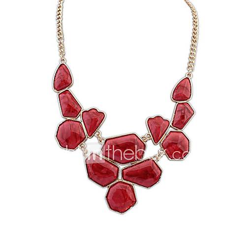 Womens European Fashion Style(Irregular Patch) Resin Alloy Statement Necklace (Red Blue Beige) (1 pc)