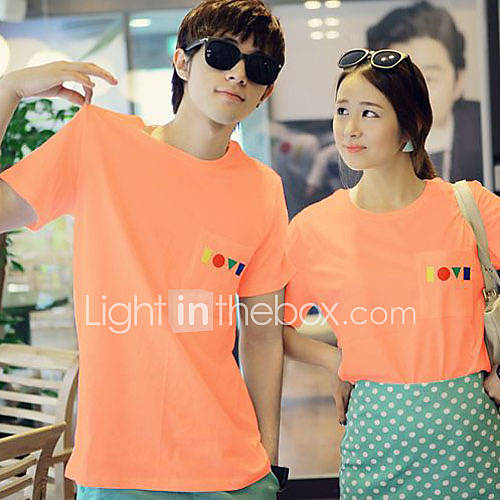 Aiyifang Casual Big Size Fitted Short Lovers Sleeve T Shirt(Orange)