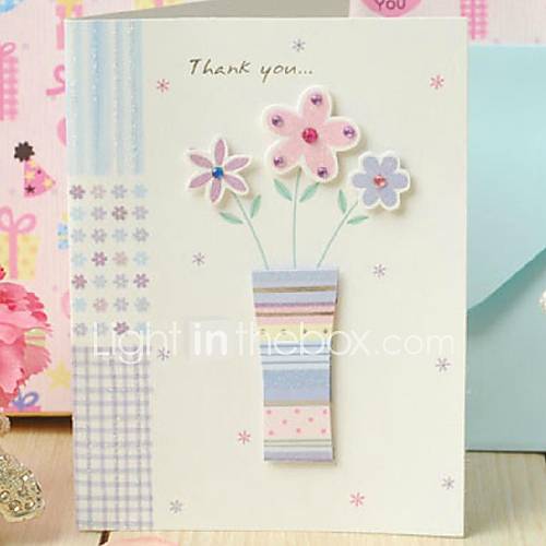 Floral Side Fold Thank You Card with Rhinestone for Mothers Day
