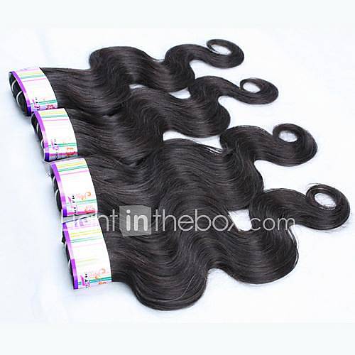 14Inch 4Pcs Lot Natural Black Color 1B Grade 4A Malaysian Virgin Hair Body Wave Human Hair Weave Extensions