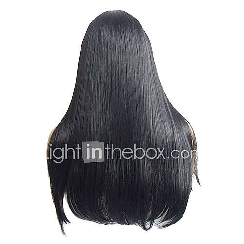 Lace Front Fashionalbe Synthetic Heat resistant Fiber Fluffy Straight Wig(Natural Black)