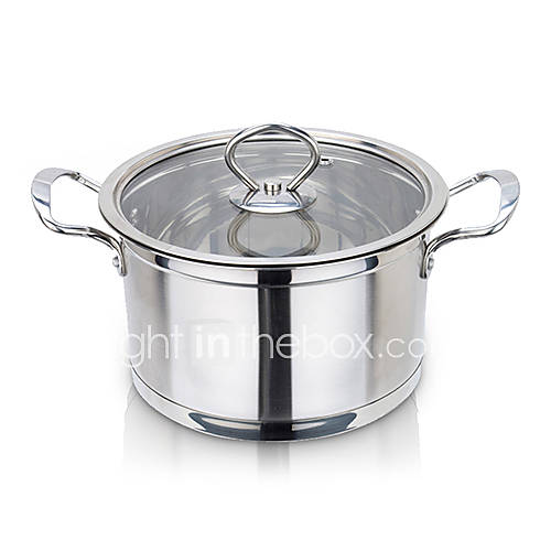 6 QT Stainless steel Soup Pot with Glass Cover, Dia 24cm x H12cm