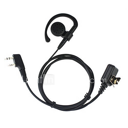 2 Pin Big Square Ptt Earpiece For Quansheng Puxing Wouxun Tyt Baofeng Uv5R 888S Kenwood Th Radio Black