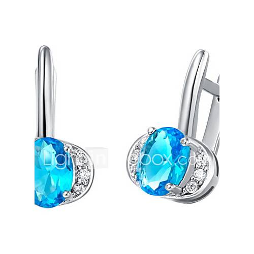 Gorgeous Silver Plated With Cubic Zirconia Oval Womens Earrings(More Colors)