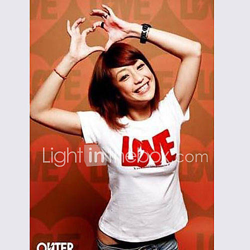 Aiyifang Casual Love Lighting Print Short Sleeve Lovers Shirt(White)