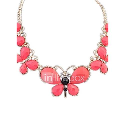 Womens European Fashion Cute (Butterflys) Resin Rhinestone Party Statement Necklace (More Color) (1 pc)