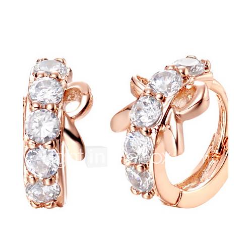 Sweet Gold Or Silver Plated With Cubic Zirconia Bowknot Womens Earrings(More Colors)