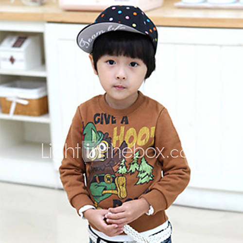 Boys Cartoon Bird Print Round Collor Sweatshirt