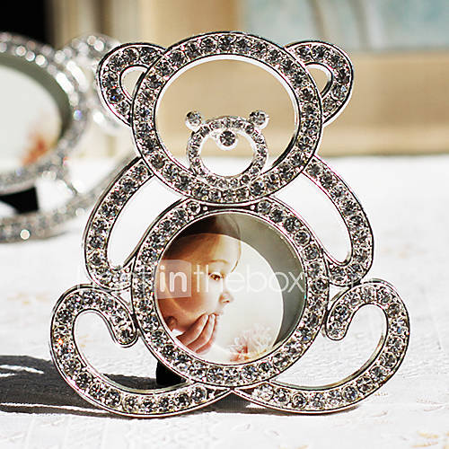 Modern Style Lovely Bear Shape Metal Rhinestone Picture Frame