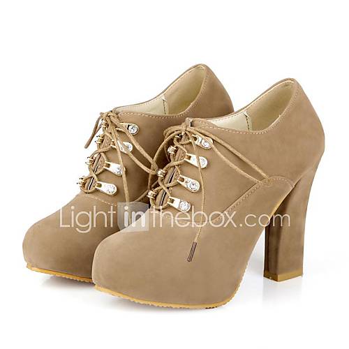 Faux Nubuck Leather Womens Platform High Heel Pumps More Colors