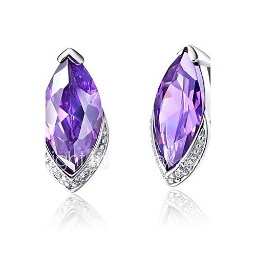 Fashionable Silver Plated Silver With Cubic Zirconia Leaf Womens Earring(More Colors)