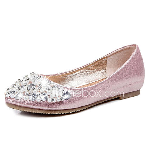 Leatherette Womens Flat Heel Ballerina Flats Shoes With Rhinestone (More Colors)