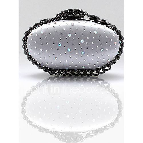 ONDY NewOval Shaped Character Satin Evening Bag (Silver)