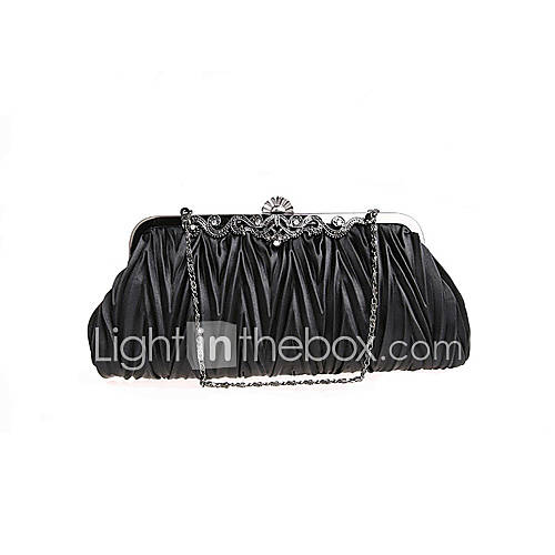 BPRX New WomenS Simple Satin Dual Purpose Evening Bag (Black)