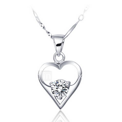 Graceful Heart Shape Womens Slivery Alloy Necklace(1 Pc)