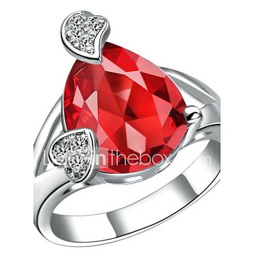 Classical Sliver With Cubic Zirconia Tear Womens Ring(Red,Purple)(1 Pc)