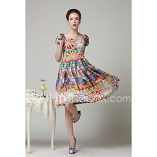 Womens Spring Print Sleeveless Bodycon Dress