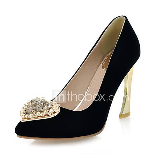 Suede Womens Spool Heel Heels Pumps/Heels With Rhinestone Shoes