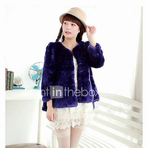 Beautiful Thick 3/4 Sleeve Collarless Faux Fur Jacket(More Colors)