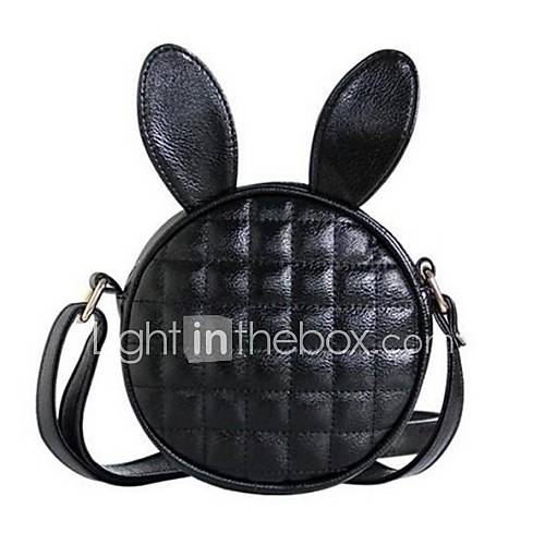 Small Cute Circle Plaid Rabbit Ear PU Messenger Bags