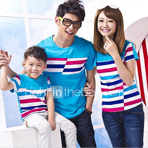 Aiyifang Casual Cotton Short Sleeve Lovers T Shirt(Blue)