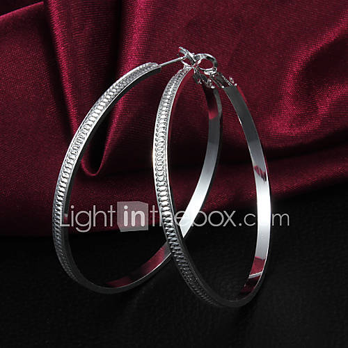 Hot Sale High Quality Graceful Slivery Alloy Womens Hoop Earring(1 Pair)