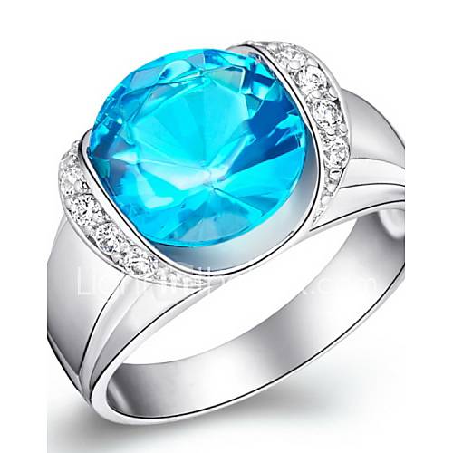 Vintage Style Sliver With Cubic Zirconia Round Womens Ring(Blue,Red)(1Pc)