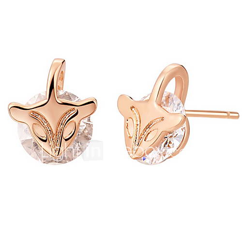 Fashionable Gold Plated With Cubic Zirconia Fox Womens Earrings(More Colors)