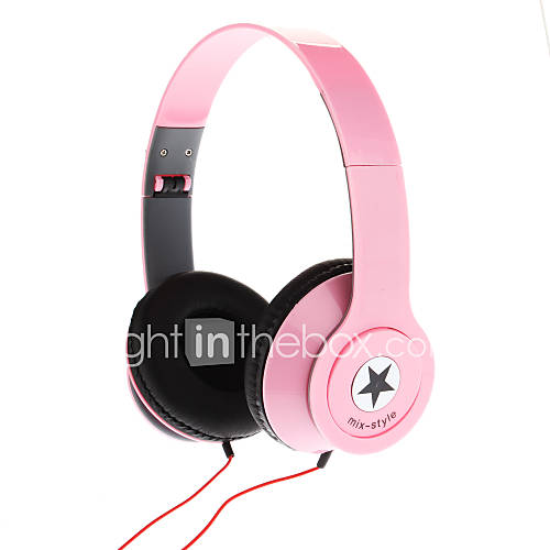 K 10 Star Pattern Adjustable Stereo 3.5mm Headphone Earphone for /4 Cellphone PC (Pink)