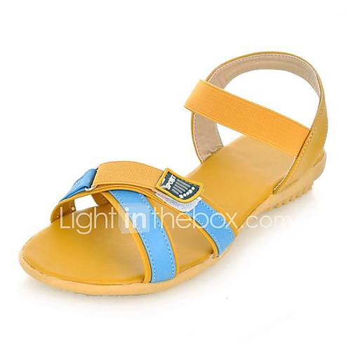 Faux Leather Womens Flat Heel Sling Back Sandals With Gore Shoes(More Colors)