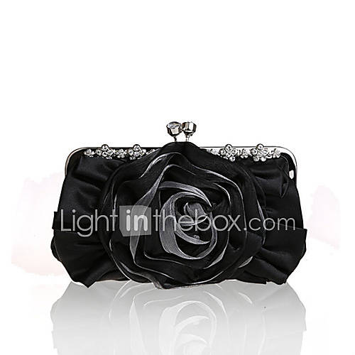 BPRX New WomenS Two Large Flowers Noble Silk Evening Bag (Black)