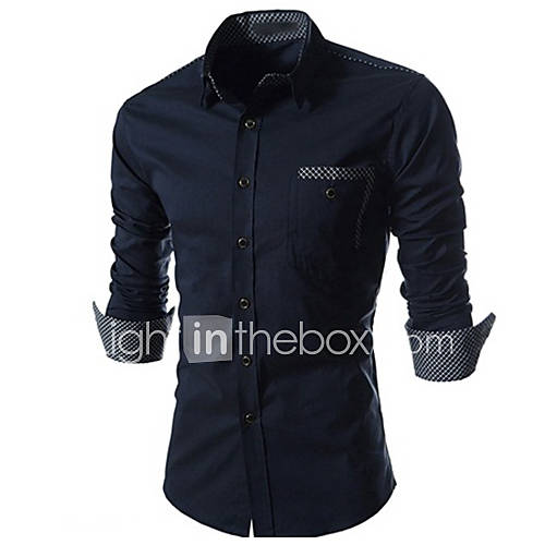 Mens Contrast Color Plaids Long Sleeve Shirts