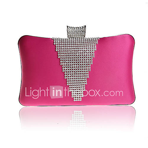 BPRX New WomenS Fashion Rectangle Textured Metal Evening Bag (Rose Red)