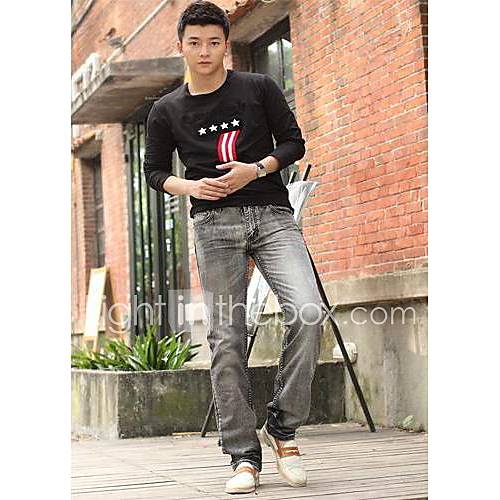 Mens Black Casual Straight Jeans