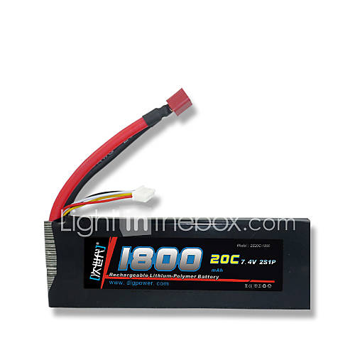 DLG 7.4V 2S 1800mAh 20C Li Po Battery(T Plug)