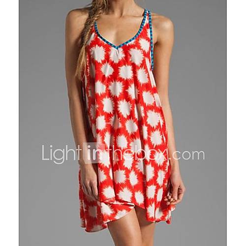 Womens Orange Sparks Print Beach Swim Dress