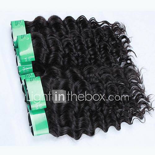 22 Inch 4Pcs Color 1B Grade 5A Brazilian Virgin Deep Wave Human Hair Extension