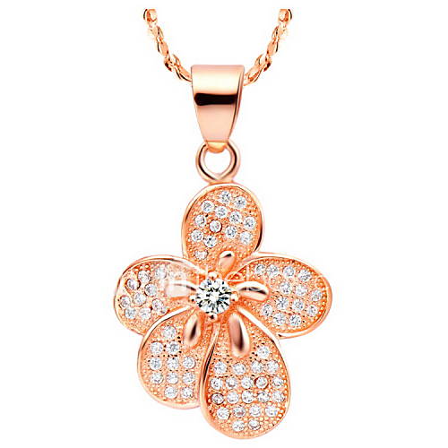 Elegant Flower Shape Womens Slivery Alloy Necklace(1 Pc)(Gold,Silver)