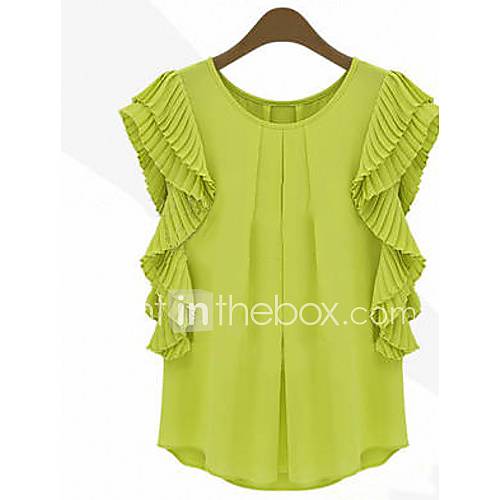 Womens Chiffon Loose Ruffle Sleeve Blouse