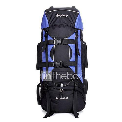 Outdoors Nylon Blue Black 80L Large Space Multifunction Waterproof Wearproof Professional Camping Backpack