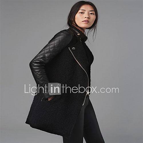 Womens PU leather Sleeve Coat