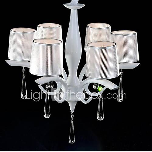 Elegant Crystal Chandelier, 6 Light, Modern Metal Fabric Painting