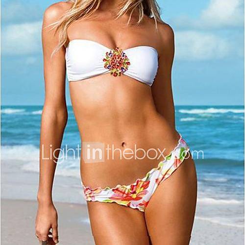 Womens Sexy Floral with Round Jewelry Bikini