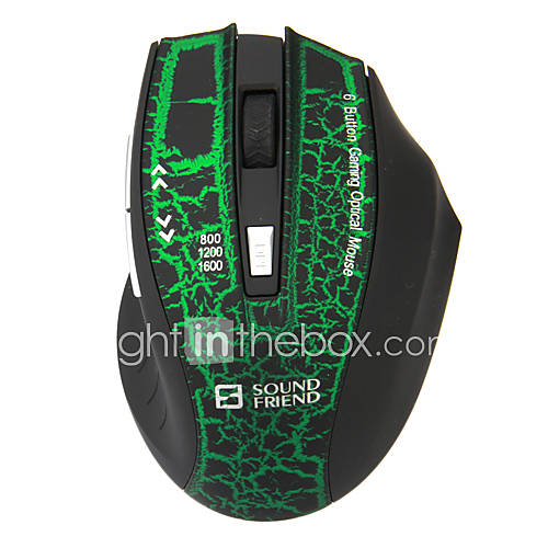 Sound Friend 9196 2.4G Wireless Professional Gaming Mouse with 2 Batteries Green