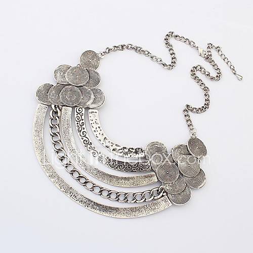 Ethnic Style Punk Five Layers Plated Alloy Chain Statement Necklace (Siver and Bronze) (1 pc)