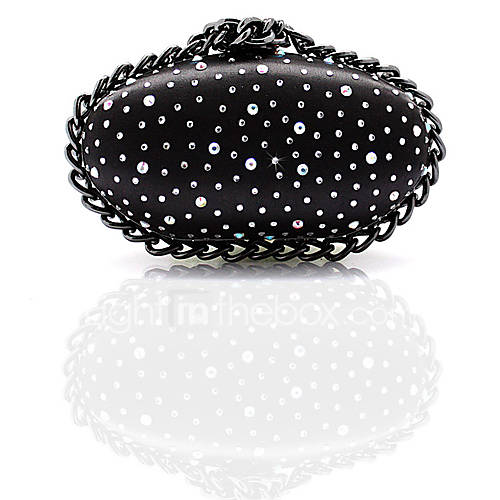 ONDY NewOval Shaped Character Satin Evening Bag (Black)